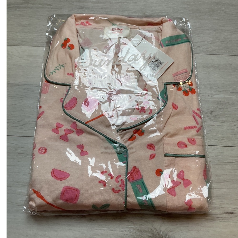 In My Sundays Pasta La Vista Pajama Set Pink XL New With Tags - Picture 3 of 7
